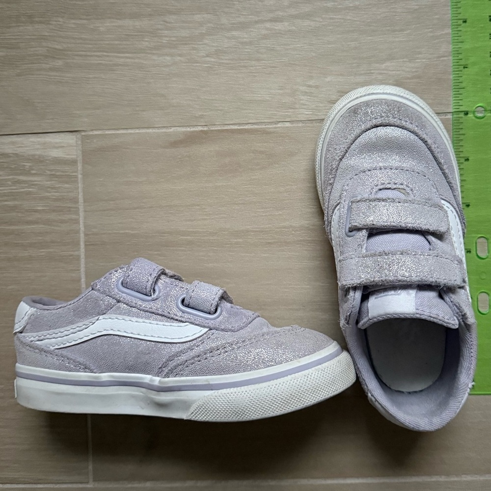 Vans Lavender sparkle Sneakers with Velcro Straps (8T)
